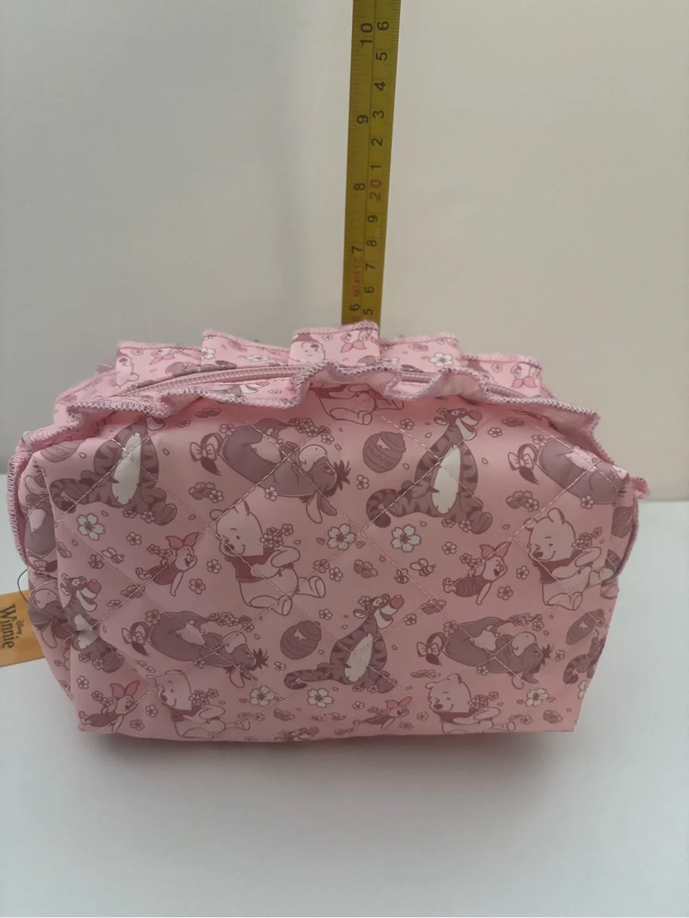 Disney Winnie The Pooh Spring Quilted Ruffle Makeup Bag Zip Closure